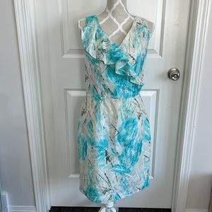 NWT Robert Kitchen fitted silk wrap print dress size 4